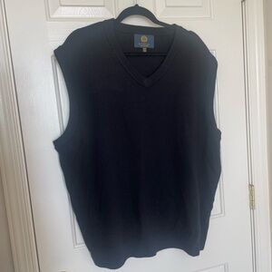 Viyella 100% Merino Wool Sweater Vest Black Classic Knit V-Neck Pullover XXL